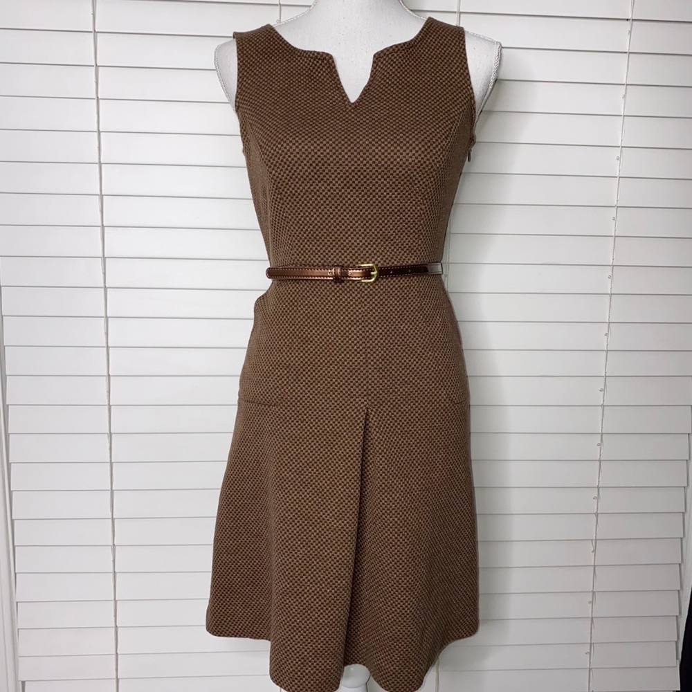 Merona Metlaic Brown Pleated Dress Belt Sleeveless